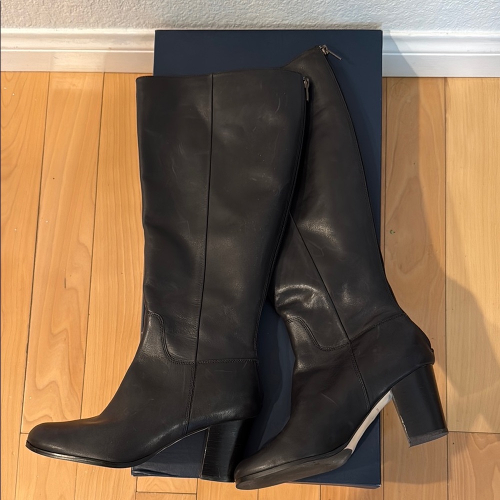BN never worn Cole Haan Black Heeled Boots with back zipper - Picture 2 of 6